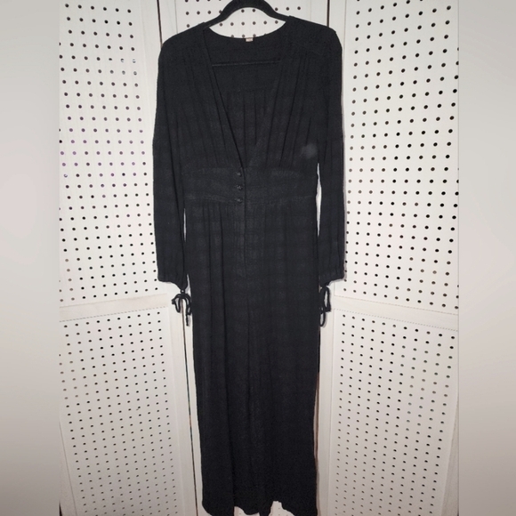 Free People True Lovin One-piece Jumpsuit Linen Black S - Picture 1 of 13